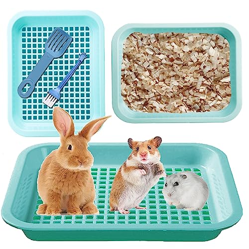 KAKOLOPT Katzentoilette für Hamster, Chinchilla, Frettchen, Meerschweinchen, für Käfig, Sand, Badewanne, Bettkasten, Hasen-Eckstreu, Töpfchentrainer, Haustier-WC, Rost, Sandschaufel und Besenbürste von KAKOLOPT