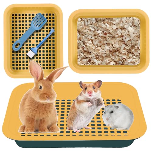 KAKOLOPT Katzentoilette für Hamster, Chinchilla, Frettchen, Meerschweinchen, für Käfig, Sandbad, Bettwäsche, Eckstreu, Töpfchentrainer, Haustiertoilette, Kleintiertoilette, Pfanne, Rost, Sandschaufel von KAKOLOPT