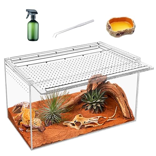 KAKOOTI Reptile Terrarium Kit, 18"X8"X9.5"inch Reptile Zuchtbox, magnetisches Acrylgehäuse, für Schlange, Tarantula, Einsiedlerkrabbe, springende Spinne, Leguan, Leopard Gecko, Bartdrache, Insekt, von KAKOOTI