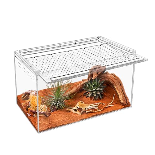 KAKOOTI Reptile Terrarium,14"X6.5"X8.5"inch Reptile Zuchtbox, magnetisches Acrylgehäuse, für Schlange, Tarantula, Einsiedlerkrabbe, springende Spinne, Leguan, Leopard Gecko, Bartdrache, Insekt von KAKOOTI