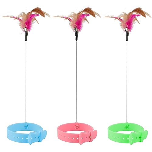 KALAMANDA Katzenfederstab-Spielzeug, 3 Stück, Katzenspielzeug mit Halsband, lustiger, interaktiver Stick, Selbstspielspielzeug mit Glocke für Indoor-Katzen, Kätzchen, zum Trainieren (Rosa/Blau/Grün) KALAMANDA Katzenfederstab-Spielzeug, 3 Stück, Katzenspielzeug mit Halsband, lustiger, interaktiver Stick, Selbstspielspielzeug mit Glocke für Indoor-Katzen, Kätzchen, zum Trainieren (Rosa/Blau/Grün) von KALAMANDA