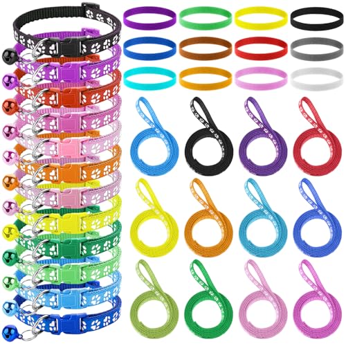 36-teiliges Hundehalsband und Leine, Schnellverschluss-Schnalle, verstellbares Halsband und Leine, Set mit Welpenpfotenabdruck, weiches Nylon-Material, geeignet für kleine Hunde, Autos und Haustiere 36-teiliges Hundehalsband und Leine, Schnellverschluss-Schnalle, verstellbares Halsband und Leine, Set mit Welpenpfotenabdruck, weiches Nylon-Material, geeignet für kleine Hunde, Autos und Haustiere von KALIONE