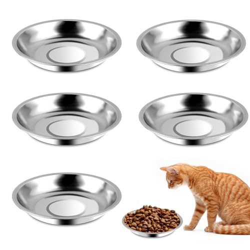 5 Stück Edelstahl-Katzennäpfe 15,2 cm Katzennäpfe Katzenfutternapf, Metall-Katzennapf für Indoor-Katzen, flacher Futternapf für Katzen, erhöhte Futternäpfe für Katzen von KALIONE