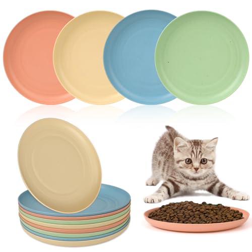 8 Pcs Cat Food Dish Shallow Cat Wet Food Flat Cat Bowls Whisker Fatigue Free Cat Food Bowls Cat Dishes for Food and Water Wide Cat Plate for Kittens and Short Legged Cat (Color B,Round) von KALIONE