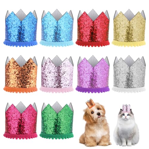 Katzenhut zum Geburtstag, 10 Stück, Partyhüte für Hunde, mehrfarbig, Mini-Glitzer, Partyhüte, niedlicher Welpenhut, verstellbare Stirnbänder, Geburtstagshüte für Katzen, Hunde, Stofftiere, Katzenhut zum Geburtstag, 10 Stück, Partyhüte für Hunde, mehrfarbig, Mini-Glitzer, Partyhüte, niedlicher Welpenhut, verstellbare Stirnbänder, Geburtstagshüte für Katzen, Hunde, Stofftiere, von KALIONE