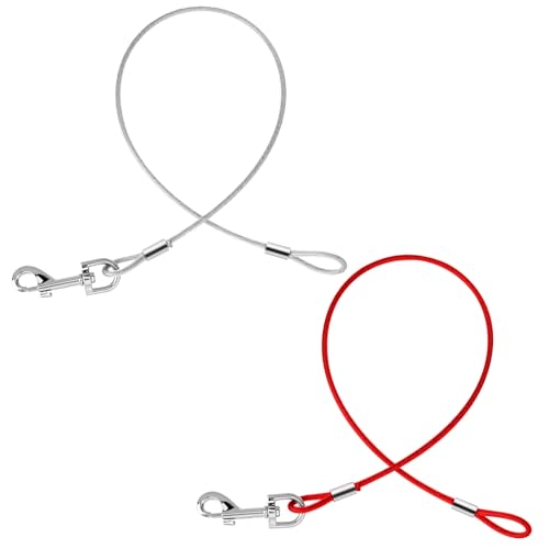 Kaufeste Hundeleinen-Verlängerungskabel aus Metall, strapazierfähig, verheddert sich nicht, für jede Leine, Halsband und Geschirr (Rot + Transparent), 2 Stück von KALIONE