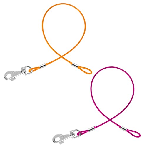 Kaufeste Hundeleinen-Verlängerungskabel aus Metall, verheddert Sich Nicht, für Jede Leine, Halsband und Geschirr, robuste Schwarze Hundeleinenverlängerung (Orange + Violett), 2 Stück von KALIONE