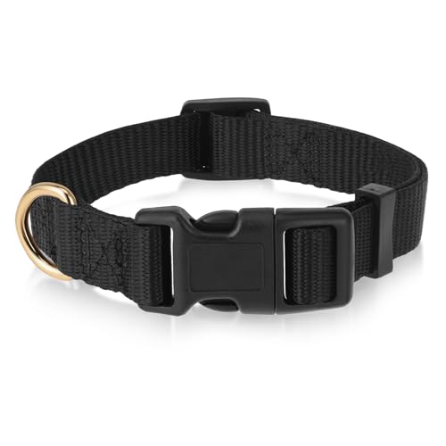 Verstellbares schwarzes Hundehalsband für kleine und mittelgroße Hunde, klassisches, robustes Haustierhalsband mit Schnellverschluss-Schnalle zum Spazierengehen, Laufen, niedliches Welpenhalsband, 1,9 von KALIONE