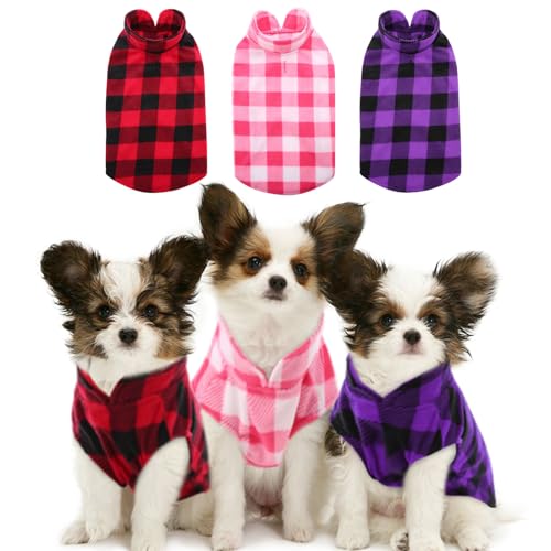 KAMA BRIDAL Hundepullover für Frühling, Herbst, Winter, Hundepullover, Fleece-Weste für Katzen, kleine und mittelgroße Hunde, dünner Hundepullover, Rot, Rosa, Lila, kariert, Größe M, 3er-Pack KAMA BRIDAL Hundepullover für Frühling, Herbst, Winter, Hundepullover, Fleece-Weste für Katzen, kleine und mittelgroße Hunde, dünner Hundepullover, Rot, Rosa, Lila, kariert, Größe M, 3er-Pack von KAMA BRIDAL