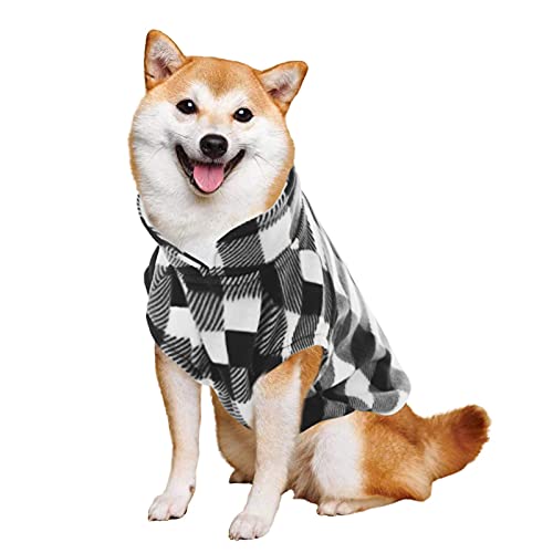 KAMA BRIDAL Hundepullover für Hunde, Fleece, für kleine und mittelgroße Hunde, dünn, Rot und Schwarz, kariert, Größe L, Schwarz von KAMA BRIDAL