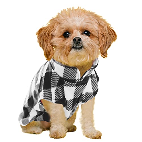 KAMA BRIDAL Hundepullover für Hunde, Fleece, für kleine und mittelgroße Hunde, dünn, Rot und Schwarz kariert (S, Schwarz) von KAMA BRIDAL