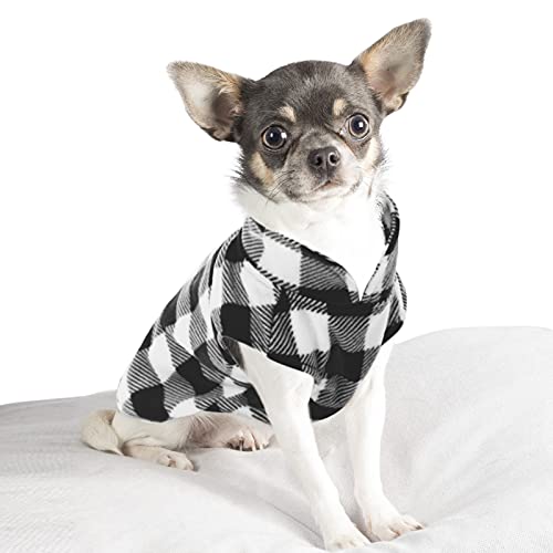 KAMA BRIDAL Hundepullover für Hunde, Fleece, für kleine und mittelgroße Hunde, dünn, Rot und Schwarz kariert (XS, Schwarz) von KAMA BRIDAL