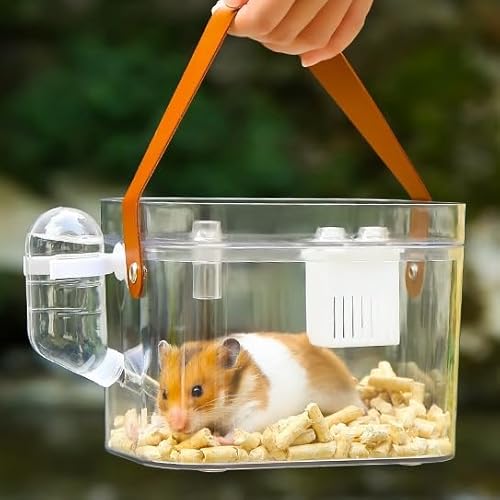 KAMEIOU Reise-Käfig für Kleintiere, Meerschweinchen, Hamster, Igel, Frettchen, Meerschweinchen, tragbarer Transportkäfig mit Gürtelgriff, Eisaufbewahrung, Wasserflasche, 360 °, transparent KAMEIOU Reise-Käfig für Kleintiere, Meerschweinchen, Hamster, Igel, Frettchen, Meerschweinchen, tragbarer Transportkäfig mit Gürtelgriff, Eisaufbewahrung, Wasserflasche, 360 °, transparent von KAMEIOU