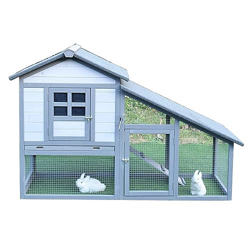 Kaninchenstall für drinnen und draußen, Hasenkäfig, 2-stöckiges Haustierhaus, Kleintiergehege für Hühner, Kaninchen, Enten von KAMPCO