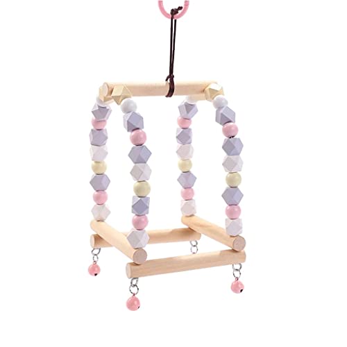 KANBUN 1pc Natural Holzpapageien Spielzeug Hanging Swing Barsch Vögel Bunte Holzperlen Vogelversorgungen Papageien Cagetoys (Farbe: a) (b) von KANBUN