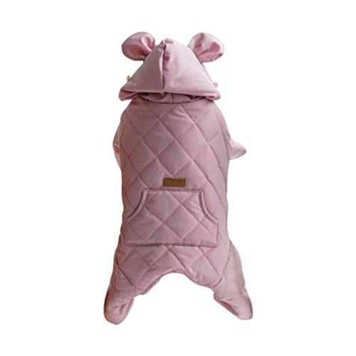 KANBUN Haustierhund Jumpsuit Kleidung Winter warmes Haustier Vier -Bein -Hoodies Kleidung für kleine mittlere Hunde Haustier Chihuahua Französische Bulldoggenbekleidung (Pink S Code) von KANBUN