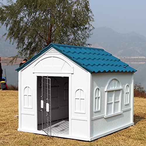 KANBUN Hundehaus Hundekäfig Outdoor Großer Hund Plastik Hundehaus Regenfisch Hunde Käfig Haustier Nest Villa Outdoor (Blau 85 * 98 * 82 cm) von KANBUN