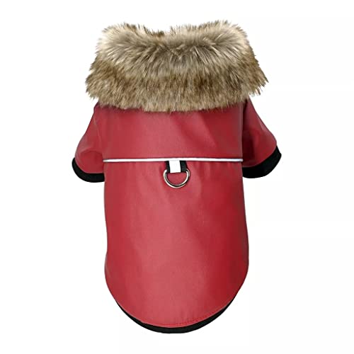 KANBUN Winter Hundemantel Jacke Leder Haustierhundkleidung für kleine mittelgroße Hunde französische Bulldogge Chihuahua Yorkies Kleidung (Red M Code) von KANBUN