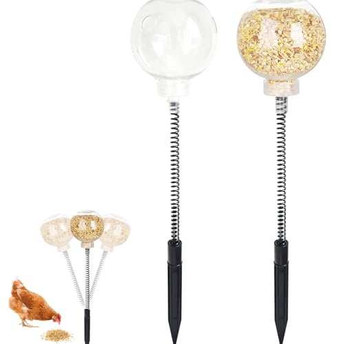 2 Stück Futterspender Hühner,Swing Futterautomat Spielzeug,Beschäftigung Chicken Feeder,Interaktive Hühnerfutter Behälter,Mit Frühling Hühnerspielzeug Futternapf,Für Chicken Geflügel Slow Food Feeding von KANGWFAN