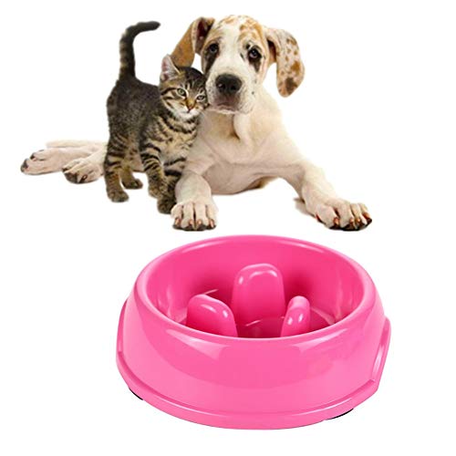 Antischlingnapf Hunde Anti Schling Napf Katzen Hund Anti Choke Bowl Puzzleschalen für Hunde Labyrinth interaktive Katze Schüssel pink von KANKOO
