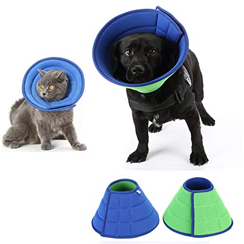 Hund Katze Kragen Schutz Schutzkragen für Haustiere Recovery Collar Cone für Hautausschläge Recovery Collar Cone für Wunden Blue&Green,5# von KANKOO