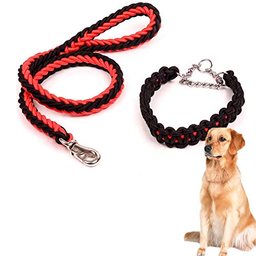 Hundeleine Laufleine Für Hunde Lange Hundeleine Hundeleine bequem Anti-Pull-Hundeleine Hundehalsbänder und Leinen für kleine Hunde Black&red,M von KANKOO