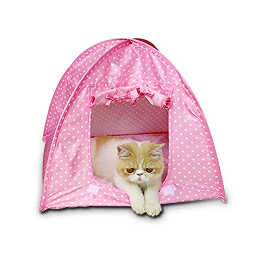 haustierzelt Katzen Zelt Outdoor Welpenhaus Hund Sonnenschirm Faltbares Katzenbett Katzenzelte für Hauskatzen Hundeschatten im Freien Hundehütte pink von KANKOO