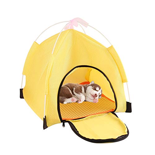 katzenzelt Katzen Zelt Outdoor Katzenhaus im Freien Hund Sonnenschirm Hundebett mit Sonnenschirm Hundehütte Wasserdichtes Hundezelt Yellow von KANKOO