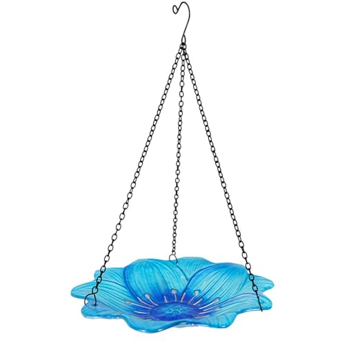 KANLVU Vogelfutterspender Für Den Außenbereich Kreativ Blumen Hängendes Design Für Garten Und Hof, Glas-Material Leicht Zu Reinigen Lockt Vögel An Kardinäle Und Spatzen(10-inch) von KANLVU
