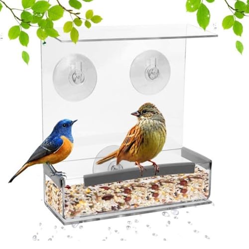 KANLVU Vogelfutterspender Mit Starken SaugnäPfen Für Fenster Wildvogel-Futterhäuschen Für Vogelbeobachtungsgeschenke Leicht Zu Befüllen Und Zu Reinigen von KANLVU