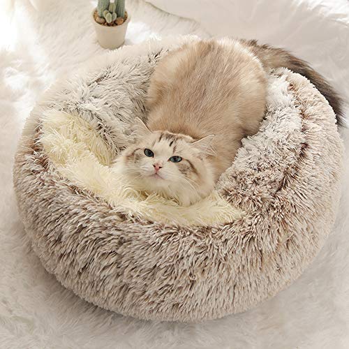 KANUBI 40/50cm Super Soft Plush Pet Bed Round Kennel Winter Warm Dog Puppy Sleeping Cushion for Small Cats Dogs von KANUBI