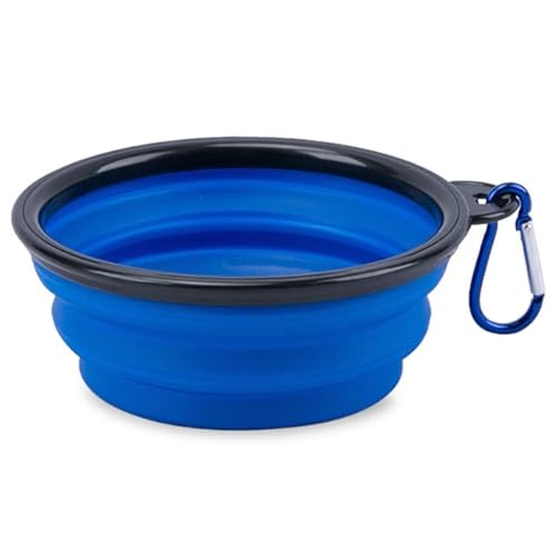 Faltbarer Hundenapf Silikon-Haustiernapf Outdoor-Reisen Tragbarer Hundenapf Haustier-Wassernapf Welpenfutterbehälter Feeder Dish Bowl (Color : Blu) von KANWANN