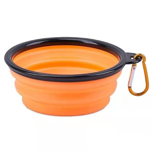 Faltbarer Hundenapf Silikon-Haustiernapf Outdoor-Reisen Tragbarer Hundenapf Haustier-Wassernapf Welpenfutterbehälter Feeder Dish Bowl (Color : Orange) von KANWANN