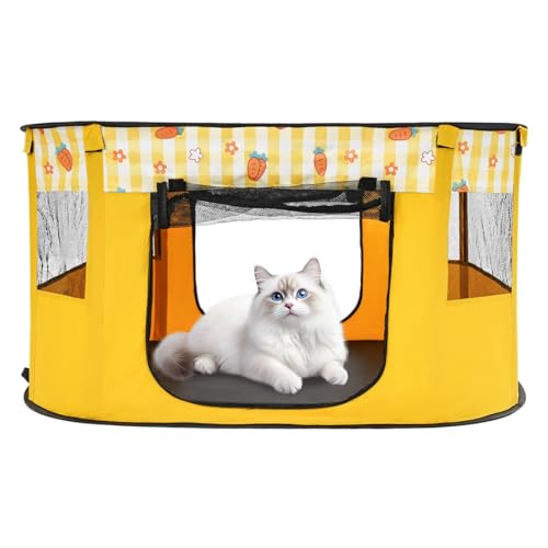 Tragbare Hundehütte, Faltbarer Haustier Laufstall – Dunkelviolett – Welpenlaufstall, Tierlaufstall für Katzen, Kaninchen, Kleintiere – Geburtsstation, Schlafplatz, Spielbereich Gelb, 110 x 85 x 58 cm Tragbare Hundehütte, Faltbarer Haustier Laufstall – Dunkelviolett – Welpenlaufstall, Tierlaufstall für Katzen, Kaninchen, Kleintiere – Geburtsstation, Schlafplatz, Spielbereich Gelb, 110 x 85 x 58 cm von KAPIPALA