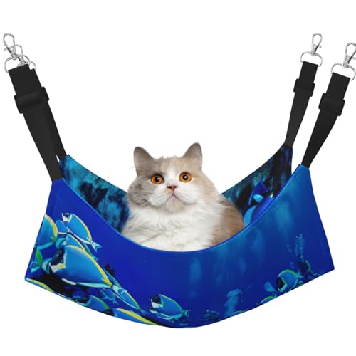 KAPPTYY Blue Fishes Ocean Hängematte, Bett mit verstellbaren Riemen und Metallhaken, doppelseitiges Bett von KAPPTYY