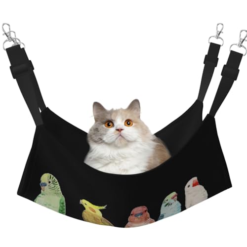 KAPPTYY Bunte Papageien am Baum, Hängemattenbett mit verstellbaren Riemen und Metallhaken, doppelseitiges Bett von KAPPTYY