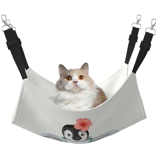KAPPTYY Hängematte, Pinguin mit Blumen, mit verstellbaren Riemen und Metallhaken, doppelseitiges Bett von KAPPTYY