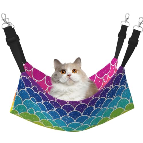 KAPPTYY Hängematte, Regenbogenfischschuppe, hängend, mit verstellbaren Riemen und Metallhaken, doppelseitiges Bett von KAPPTYY