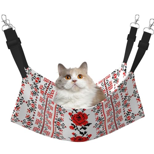 KAPPTYY Hängematte, Ukrainische Stickerei, Rose, hängend, mit verstellbaren Riemen und Metallhaken, doppelseitiges Bett von KAPPTYY