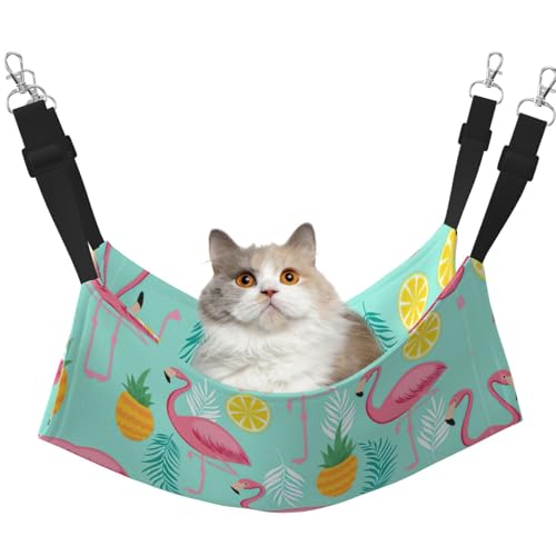 KAPPTYY Hängematten-Bett mit Flamingo-Motiv, mit verstellbaren Riemen und Metallhaken, doppelseitiges Bett von KAPPTYY