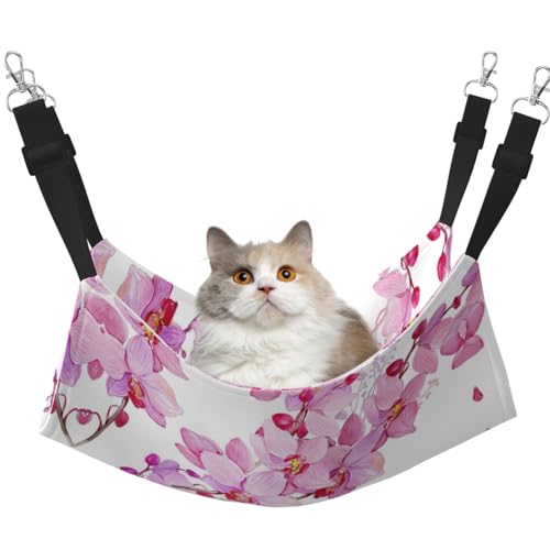 KAPPTYY Hängemattenbett mit rosa Blumen und Schmetterlingen, mit verstellbaren Riemen und Metallhaken, doppelseitiges Bett von KAPPTYY