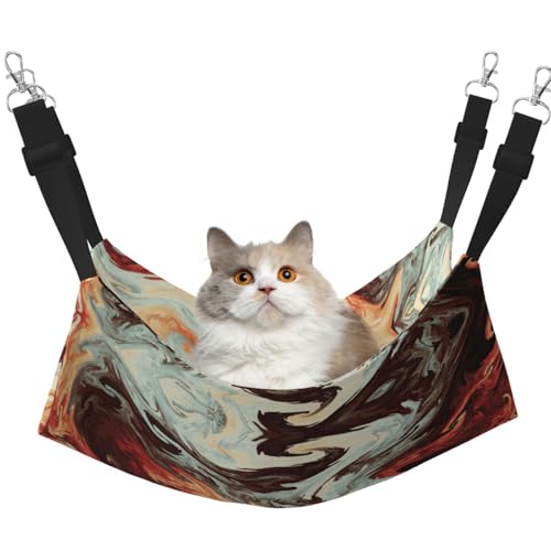 KAPPTYY Hängemattenbett mit verstellbaren Riemen und Metallhaken, doppelseitiges Bett, Marmor, Braun von KAPPTYY