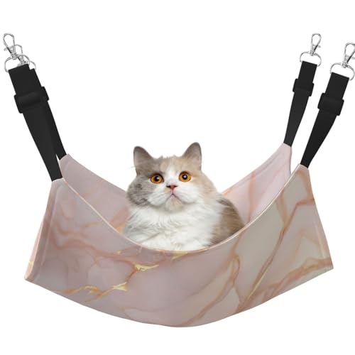 KAPPTYY Hängemattenbett mit verstellbaren Riemen und Metallhaken, doppelseitiges Bett, Marmor, rotgoldfarben von KAPPTYY