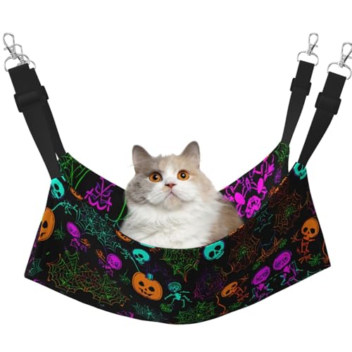 KAPPTYY Halloween-Hängemattenbett mit Totenkopf-Motiv, mit verstellbaren Riemen und Metallhaken, doppelseitiges Bett KAPPTYY Halloween-Hängemattenbett mit Totenkopf-Motiv, mit verstellbaren Riemen und Metallhaken, doppelseitiges Bett von KAPPTYY