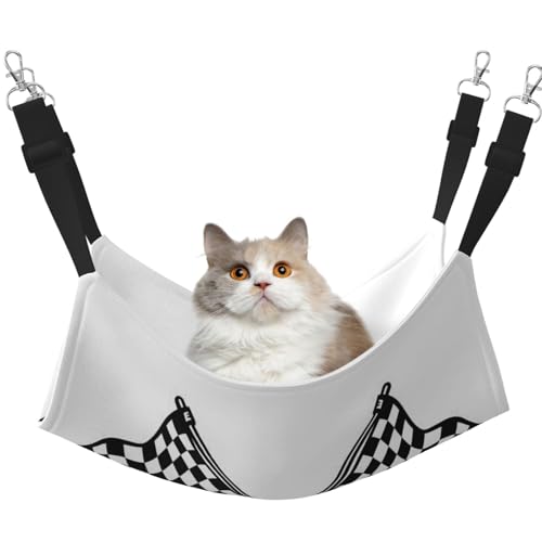 KAPPTYY Haustier-Hängematte mit karierten Flaggen, zum Aufhängen, mit verstellbaren Riemen und Metallhaken, doppelseitiges Bett KAPPTYY Haustier-Hängematte mit karierten Flaggen, zum Aufhängen, mit verstellbaren Riemen und Metallhaken, doppelseitiges Bett von KAPPTYY