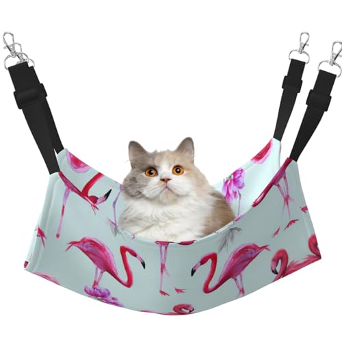 KAPPTYY Haustier-Hängematte zum Aufhängen, mit verstellbaren Riemen und Metallhaken, doppelseitiges Bett mit Flamingos, Pink KAPPTYY Haustier-Hängematte zum Aufhängen, mit verstellbaren Riemen und Metallhaken, doppelseitiges Bett mit Flamingos, Pink von KAPPTYY