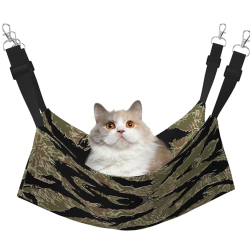 KAPPTYY Haustier-Hängematte zum Aufhängen, mit verstellbaren Riemen und Metallhaken, doppelseitiges Bett mit Tigerstreifen, Camouflage-Muster KAPPTYY Haustier-Hängematte zum Aufhängen, mit verstellbaren Riemen und Metallhaken, doppelseitiges Bett mit Tigerstreifen, Camouflage-Muster von KAPPTYY