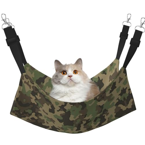 KAPPTYY Haustier-Hängemattenbett mit verstellbaren Riemen und Metallhaken, doppelseitiges Bett, Camouflage, Grün von KAPPTYY