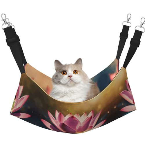 KAPPTYY Lotus Flowers Hängemattenbett mit verstellbaren Riemen und Metallhaken, doppelseitiges Bett, Rosa von KAPPTYY