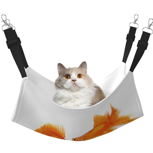 KAPPTYY Niedliches Goldfisch-Hängemattenbett mit verstellbaren Riemen und Metallhaken, doppelseitiges Bett KAPPTYY Niedliches Goldfisch-Hängemattenbett mit verstellbaren Riemen und Metallhaken, doppelseitiges Bett von KAPPTYY